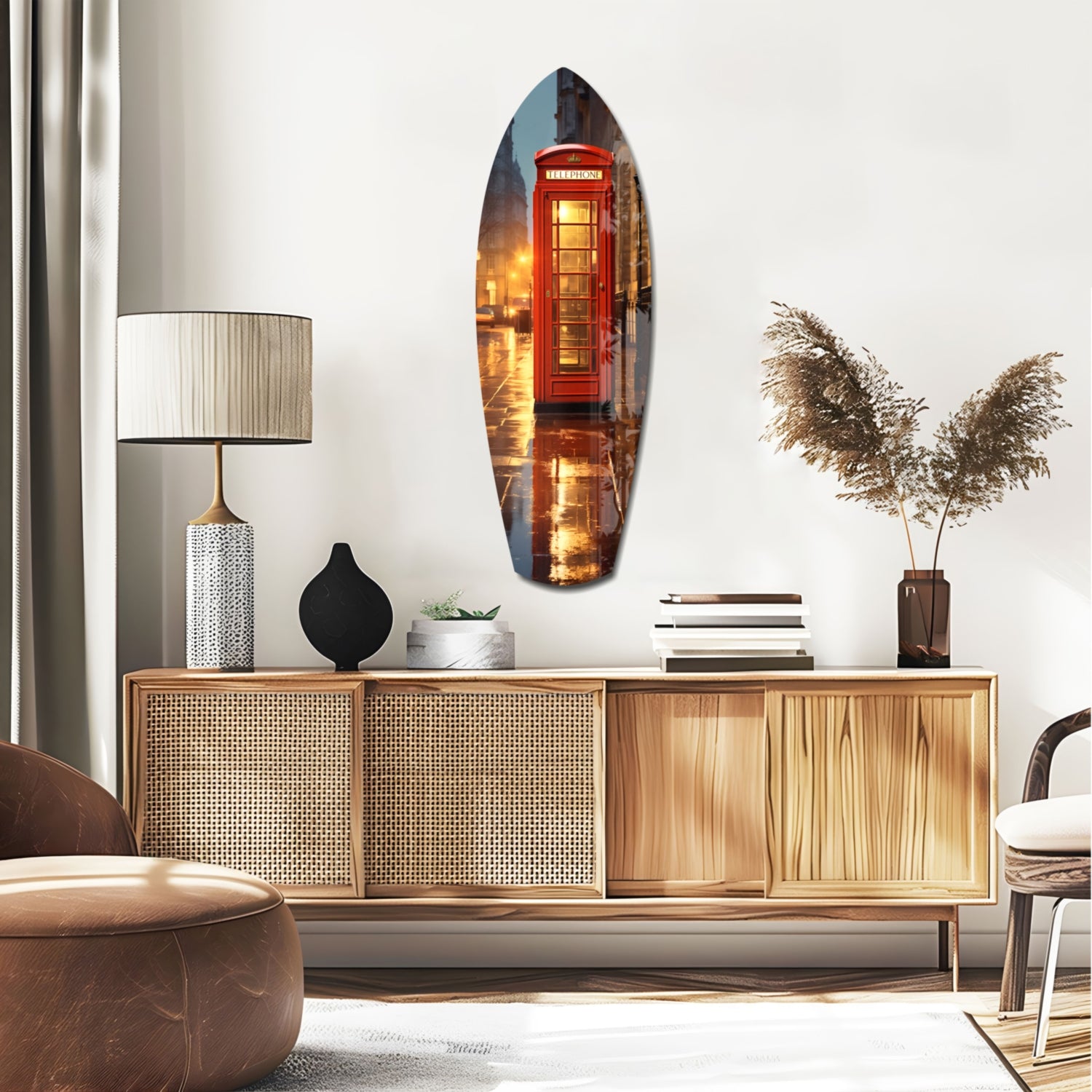 London Phone Booth Glass Wall Art.