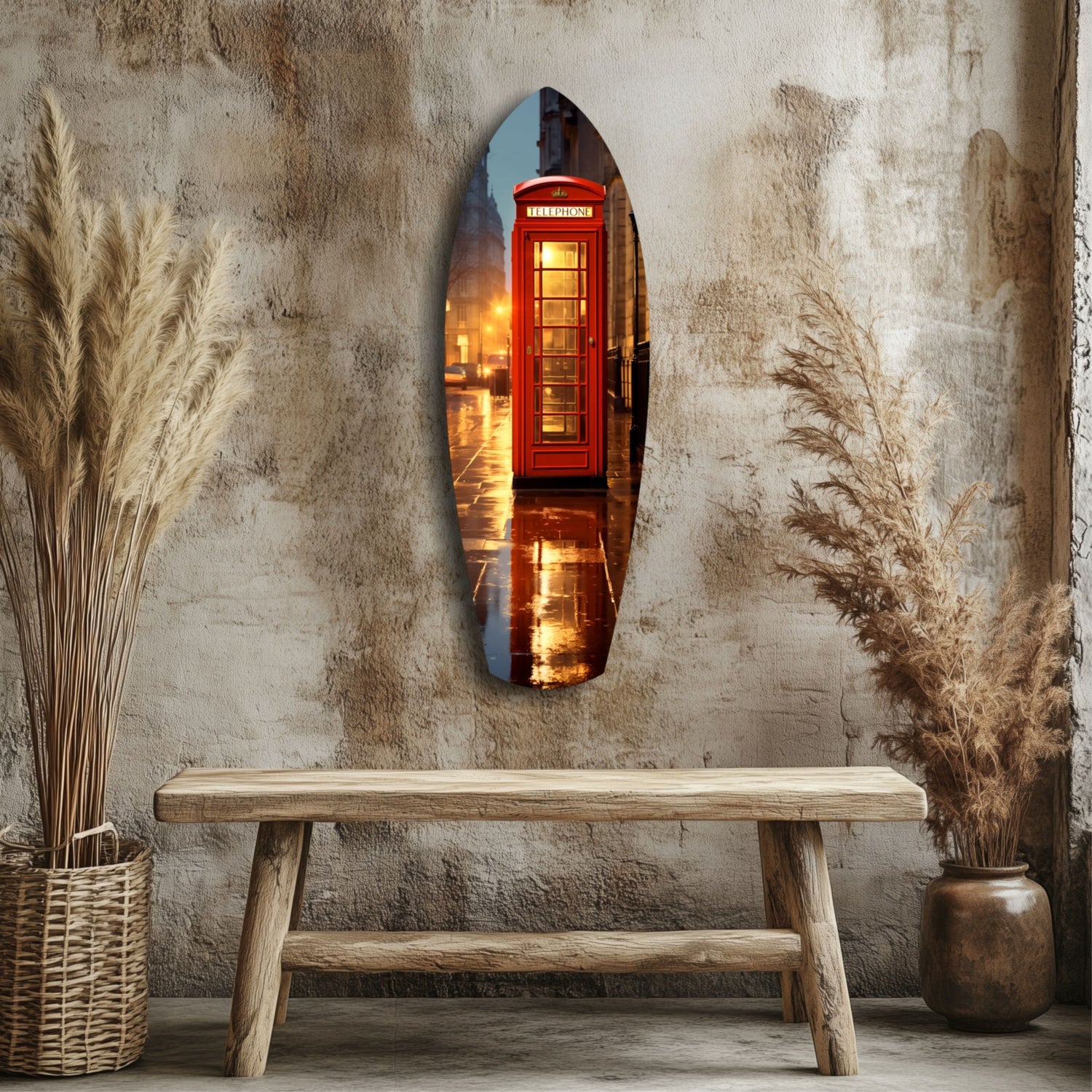 London Phone Booth Glass Wall Art.