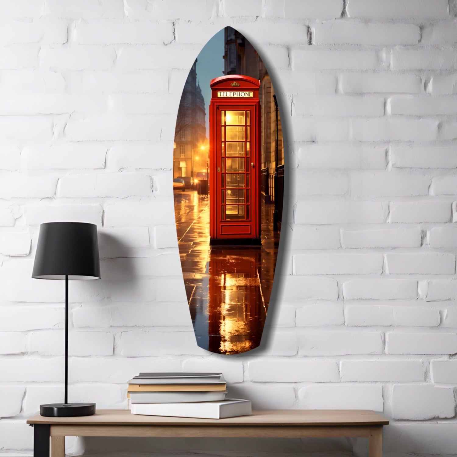 London Phone Booth Glass Wall Art.