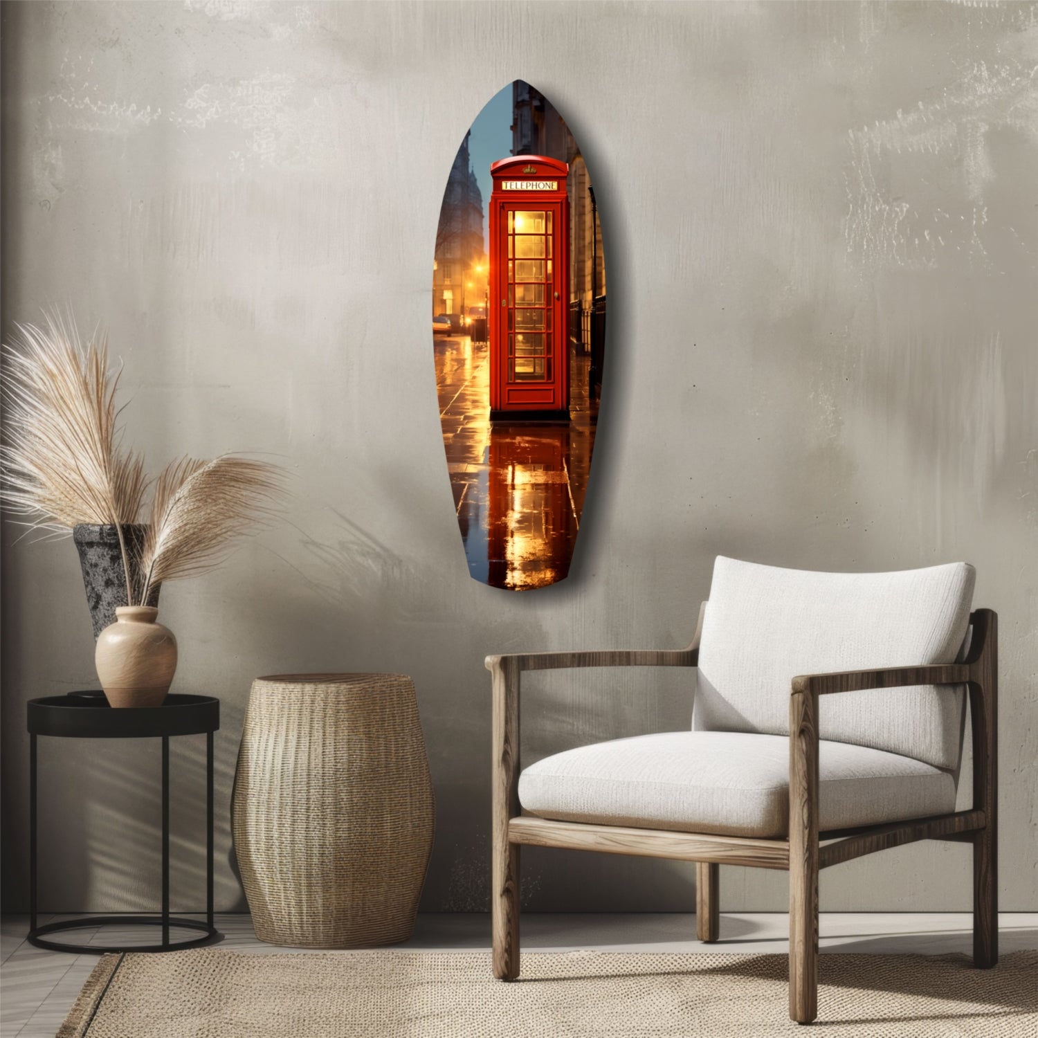 London Phone Booth Glass Wall Art.