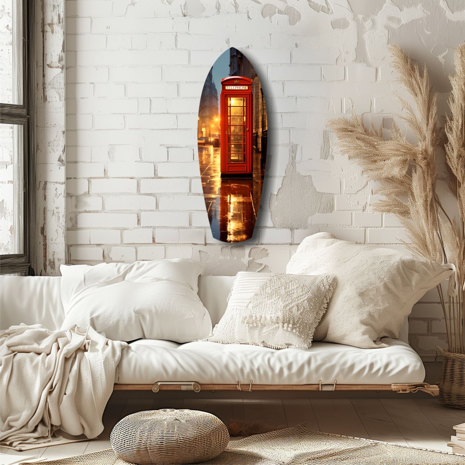 London Phone Booth Glass Wall Art.