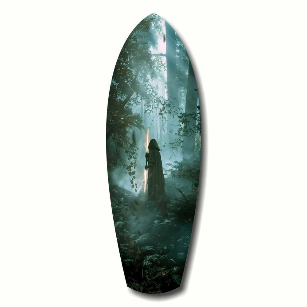 Light Saber in the Woods Glass Wall Art.