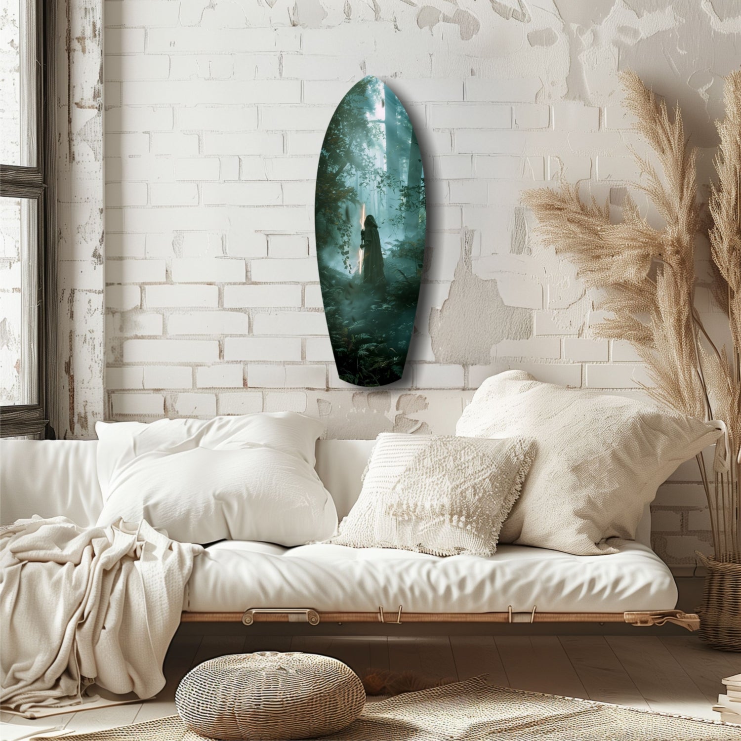 Light Saber in the Woods Glass Wall Art.