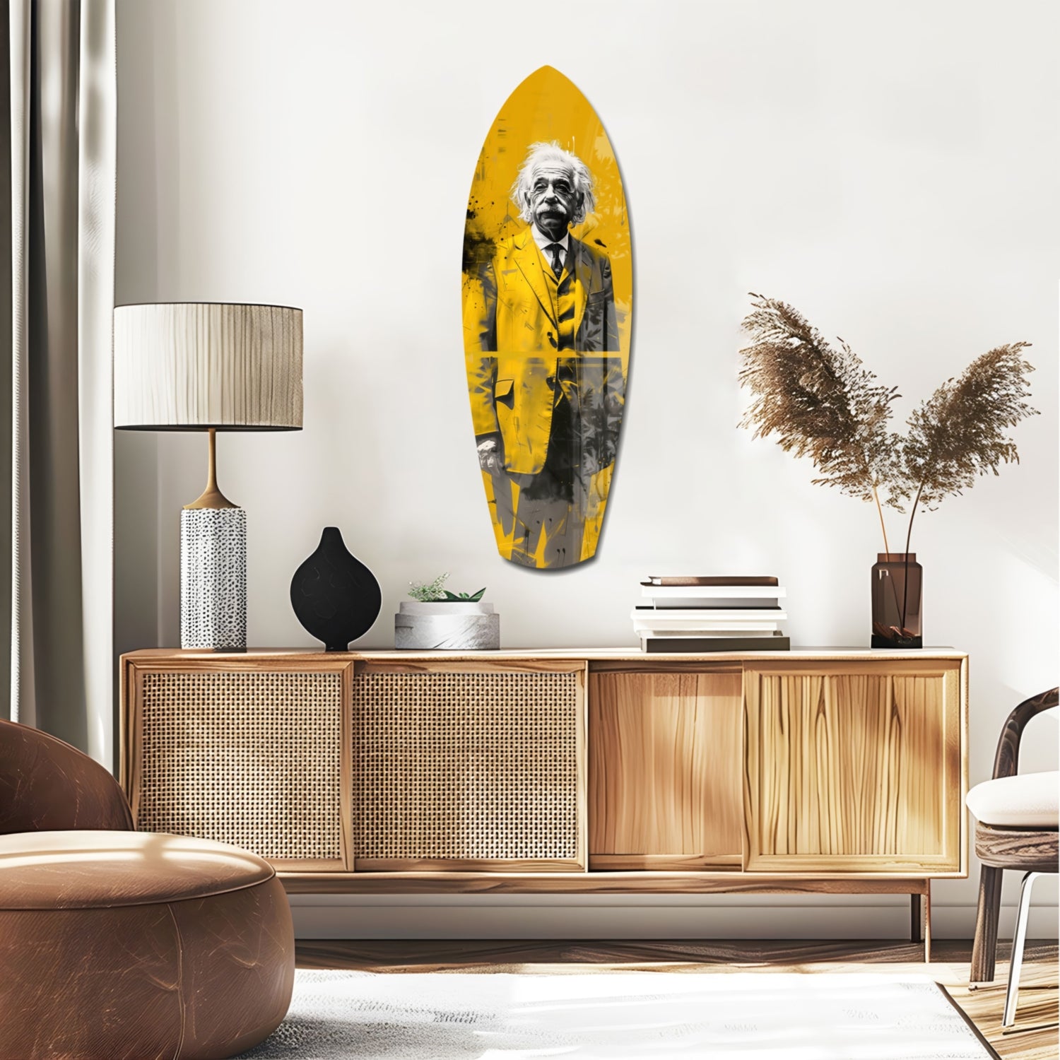 Einstein Posing Glass Wall Art.