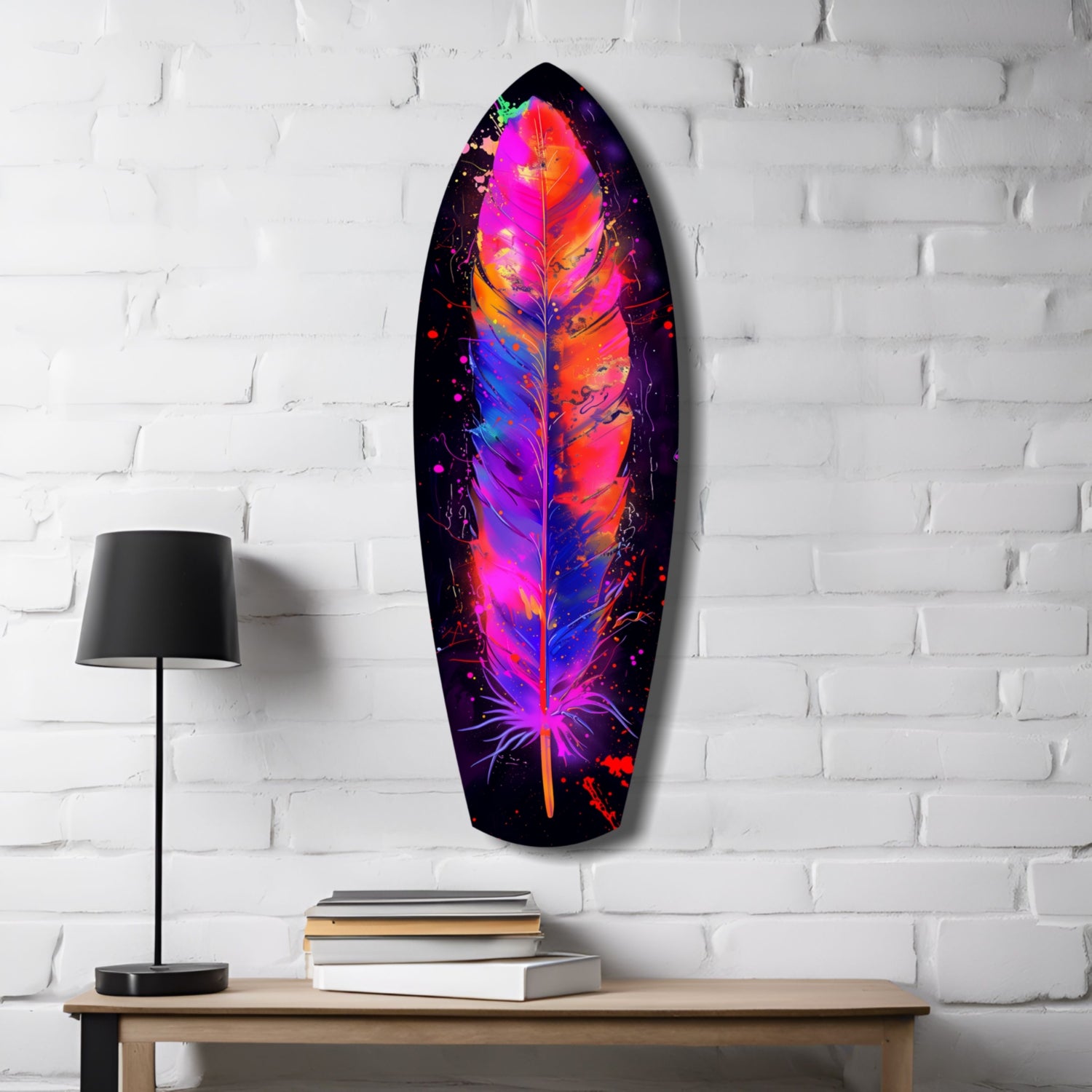 Colorful Feather Glass Wall Art.