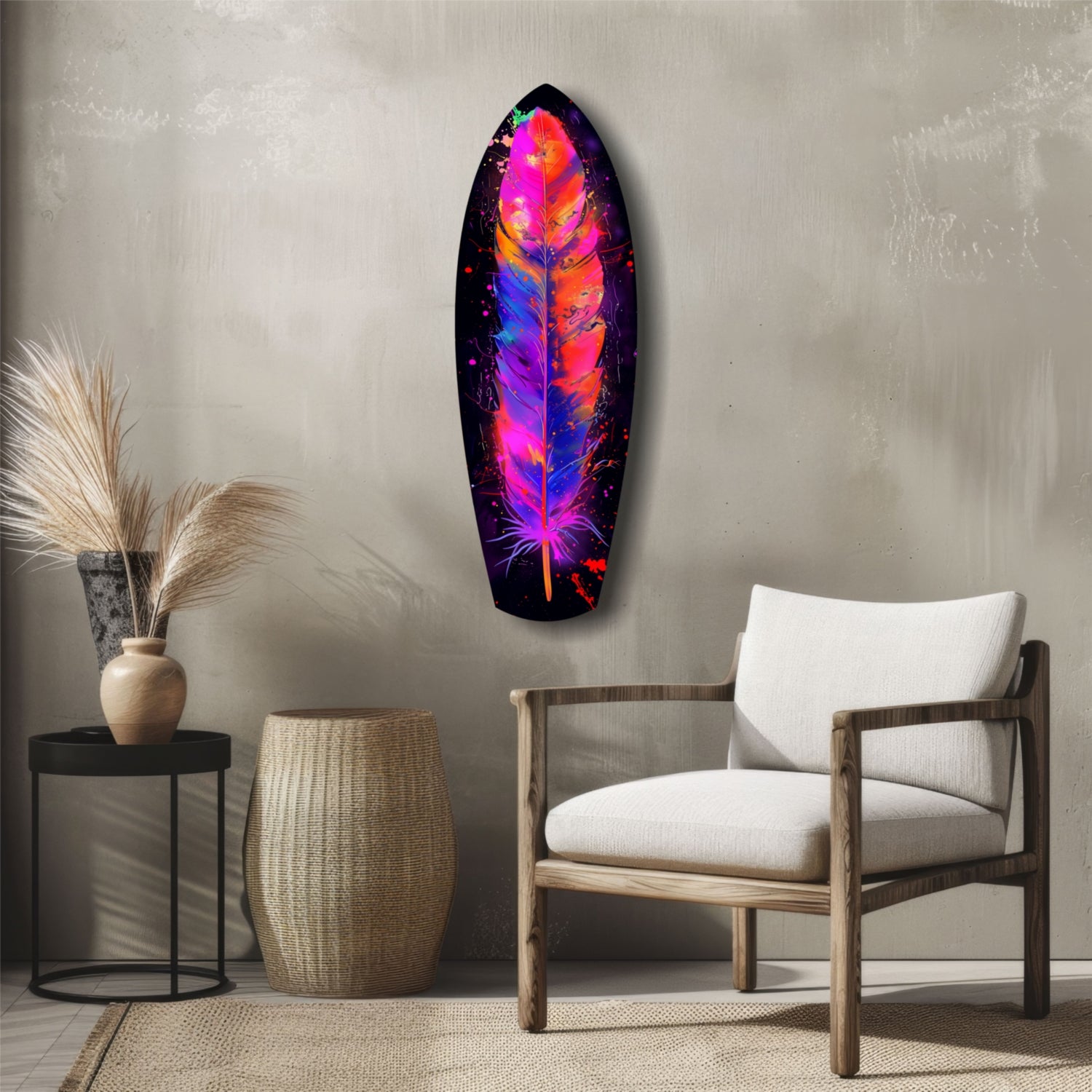 Colorful Feather Glass Wall Art.