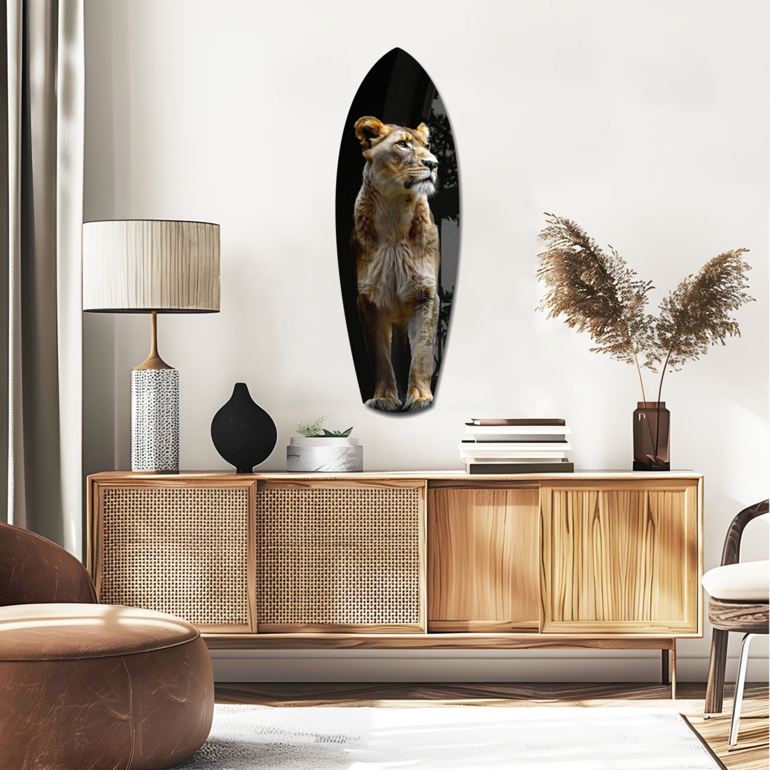 Lioness Glass Wall Art.