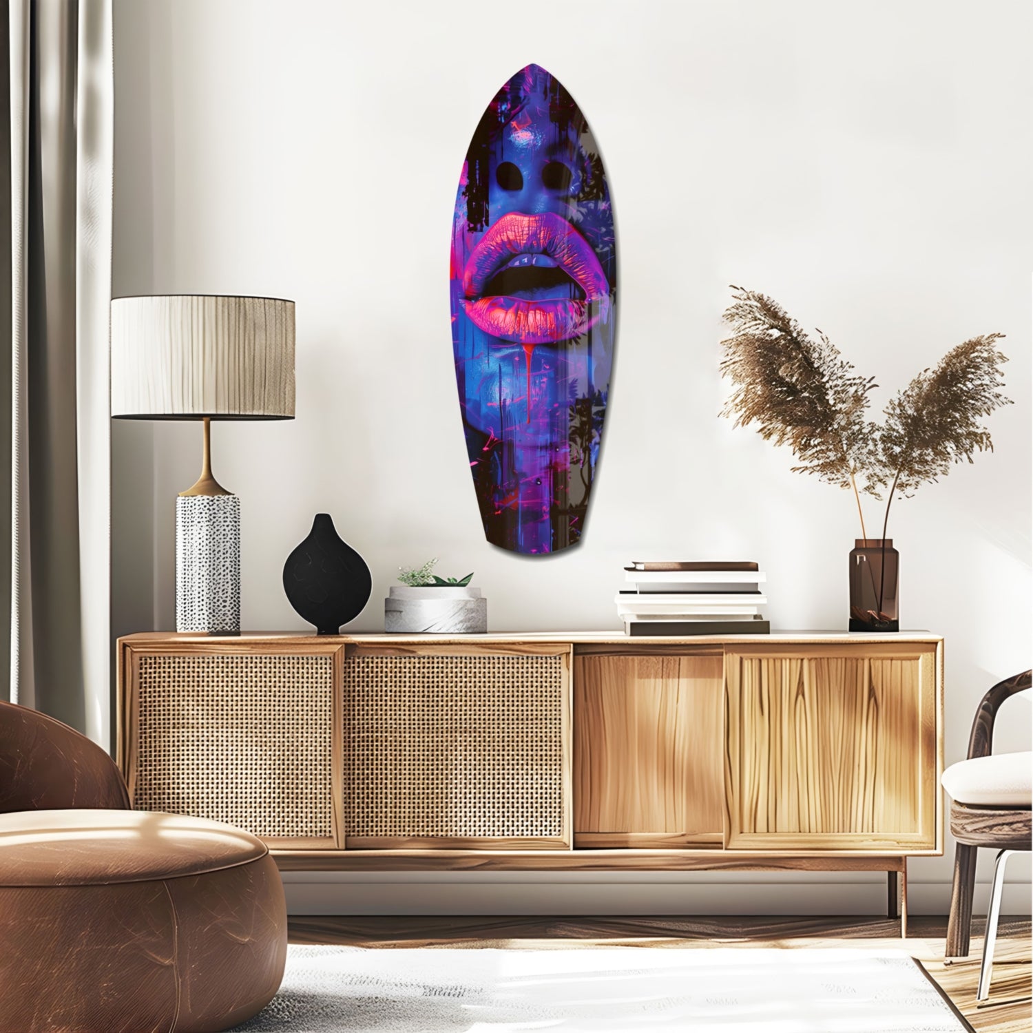 Colorful Lips V3 Glass Wall Art.