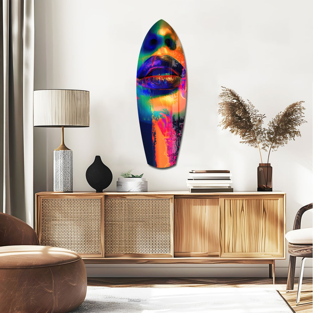 Colorful Lips V6 Glass Wall Art.