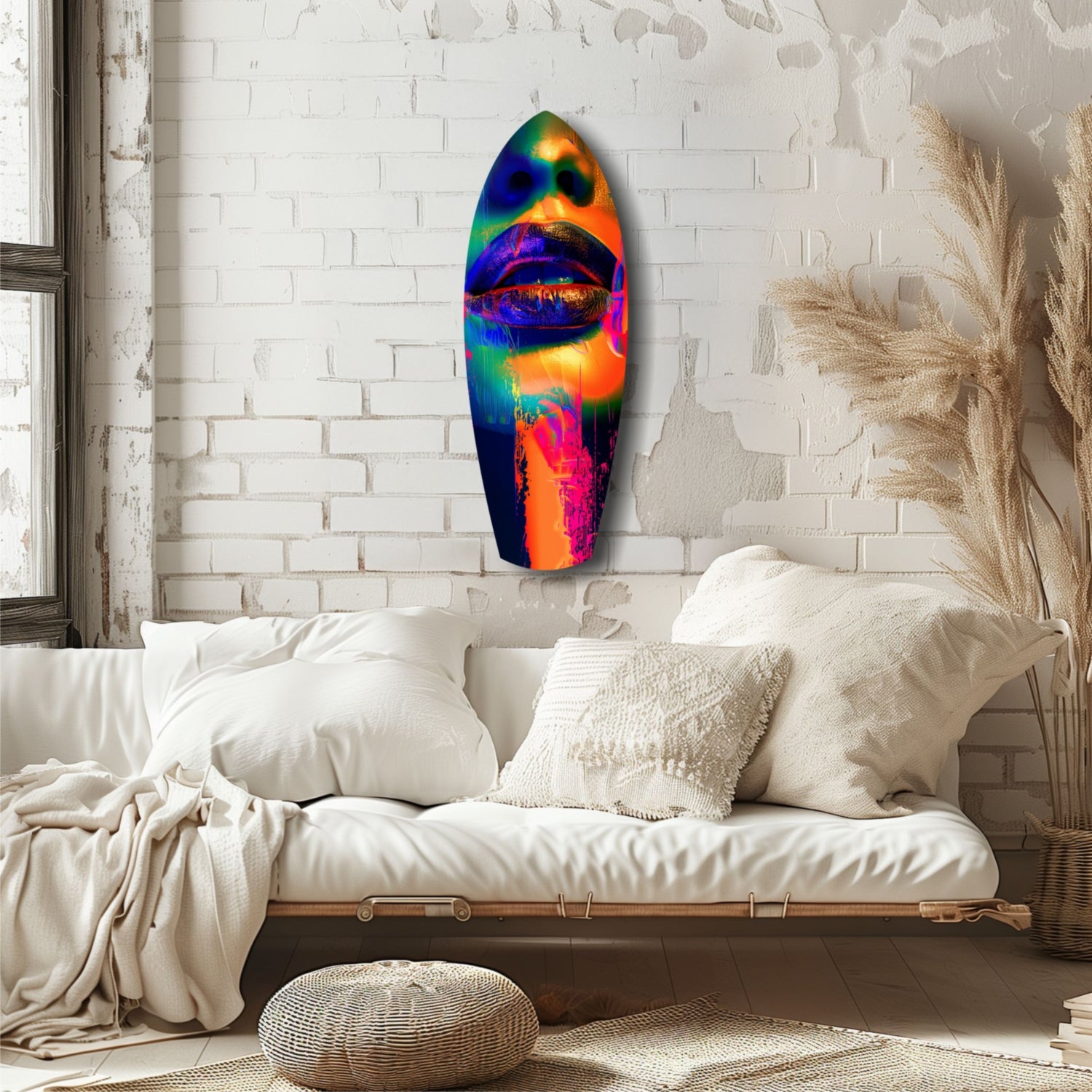 Colorful Lips V6 Glass Wall Art.