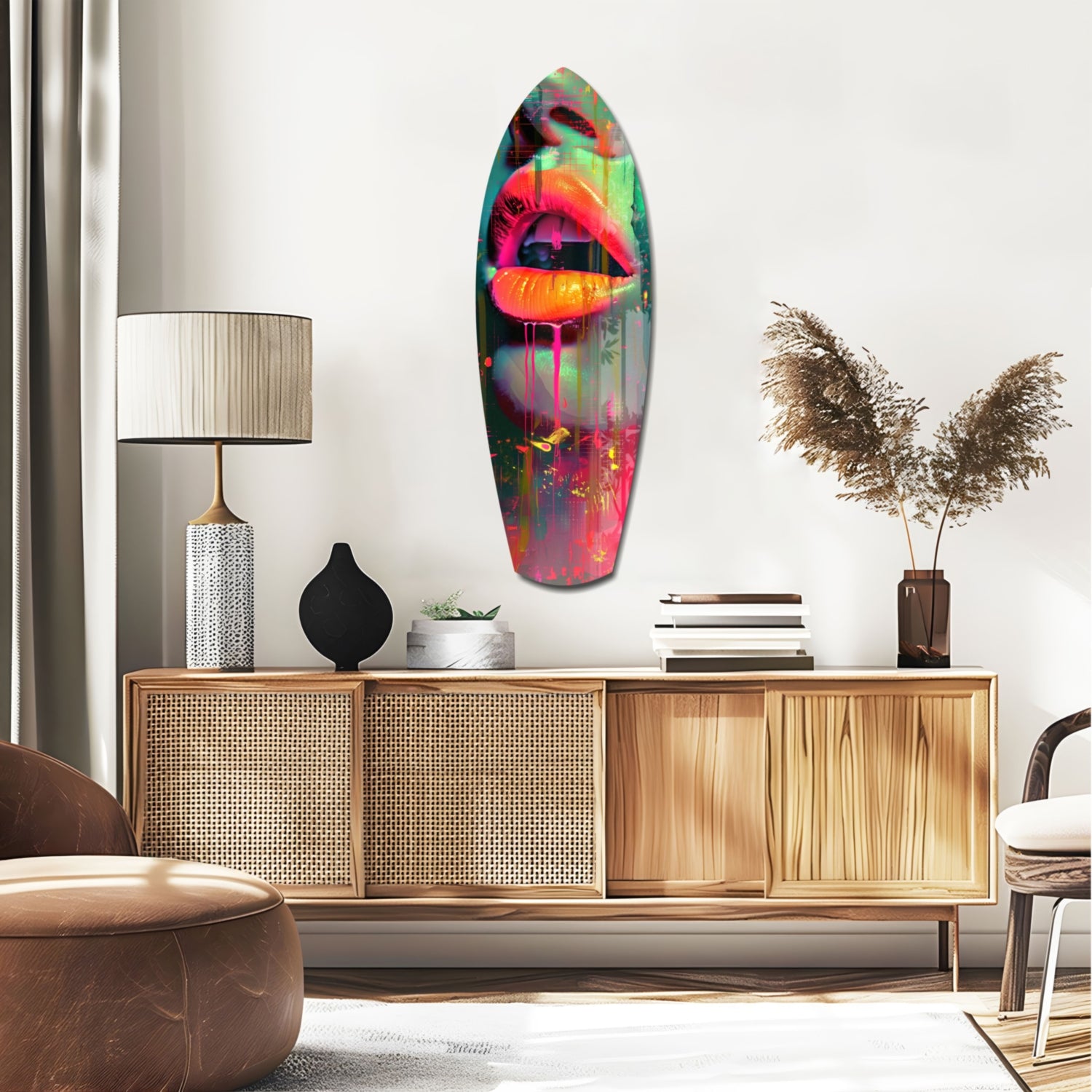 Colorful Lips V13 Glass Wall Art.