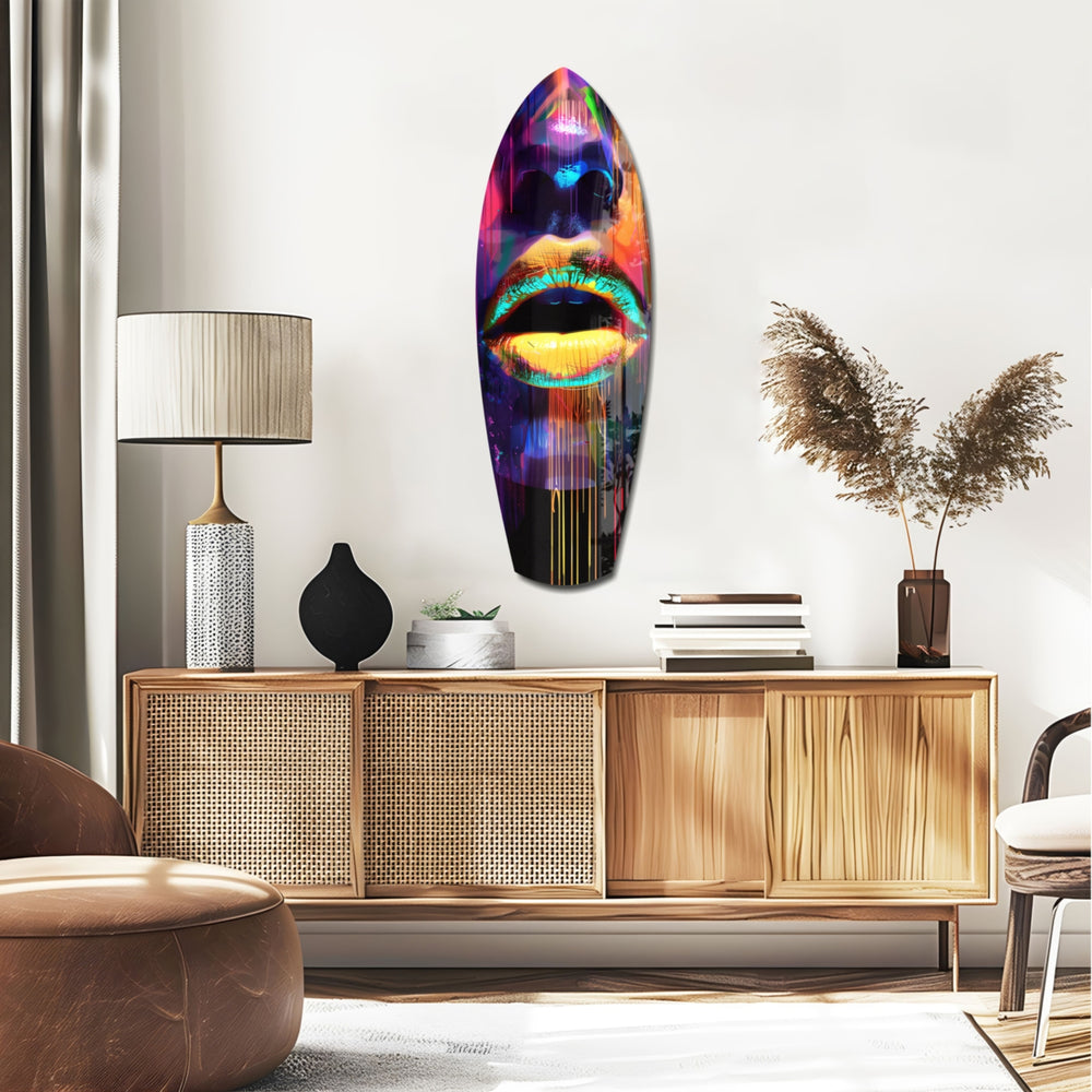 Colorful Lips V15 Glass Wall Art.