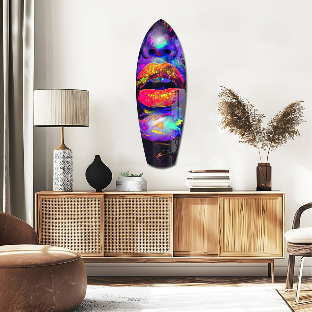 Colorful Lips V18 Glass Wall Art.