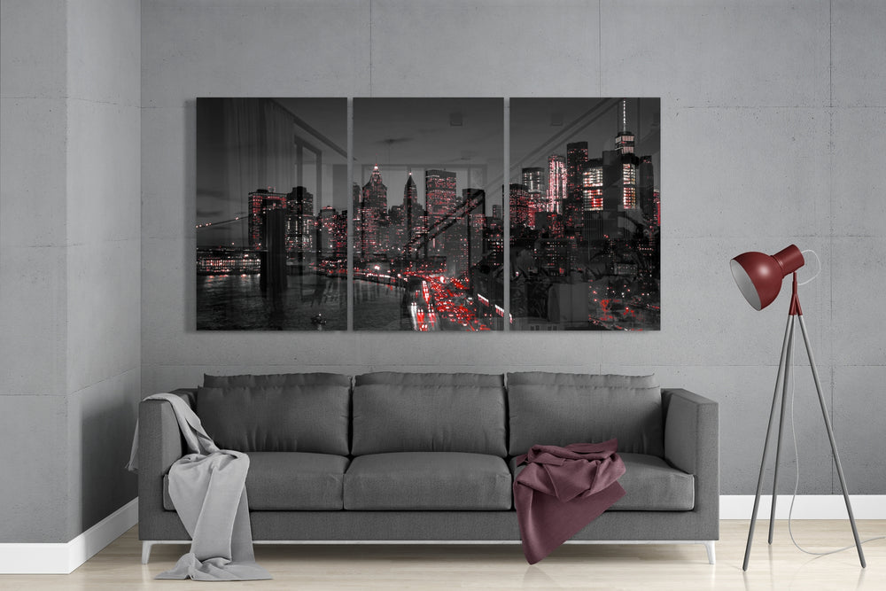 City at Night Mega Glass Wall Art.