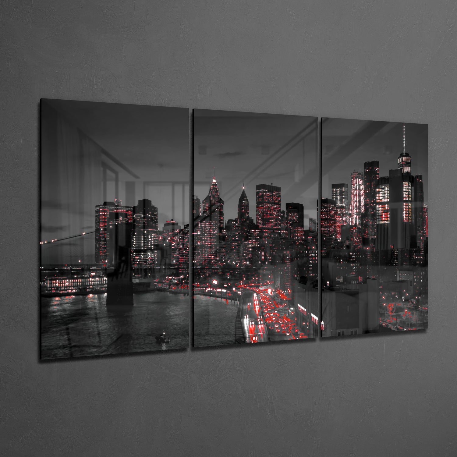 City at Night Mega Glass Wall Art.