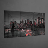 City at Night Mega Glass Wall Art