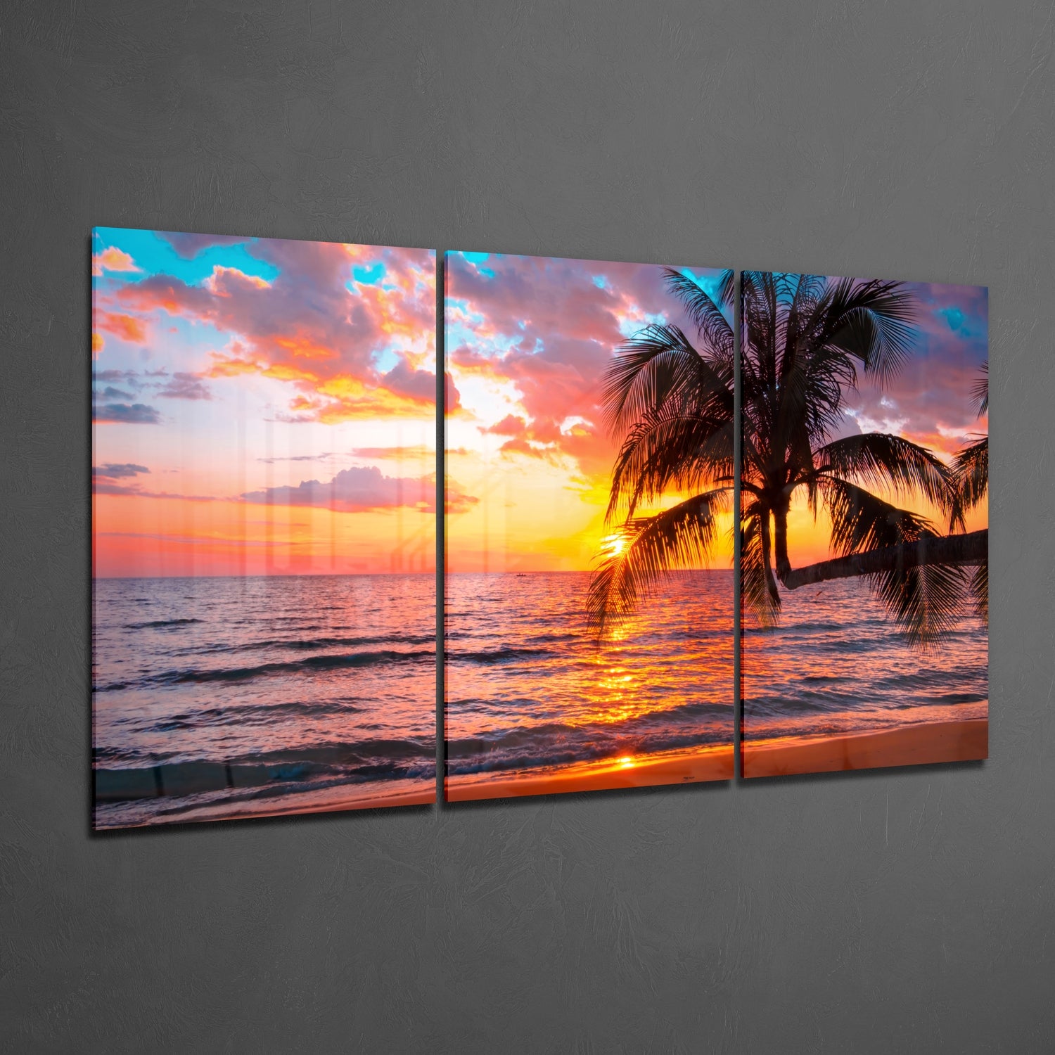 Sunset at the Beach Mega Glass Wall Art.