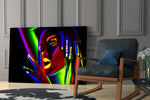 Female Portrait 28 glass print enhancing a hallway with statement glow