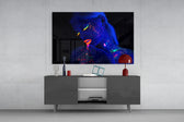 Woman Portrait 29 panel catching low light to reveal its fluorescent splash