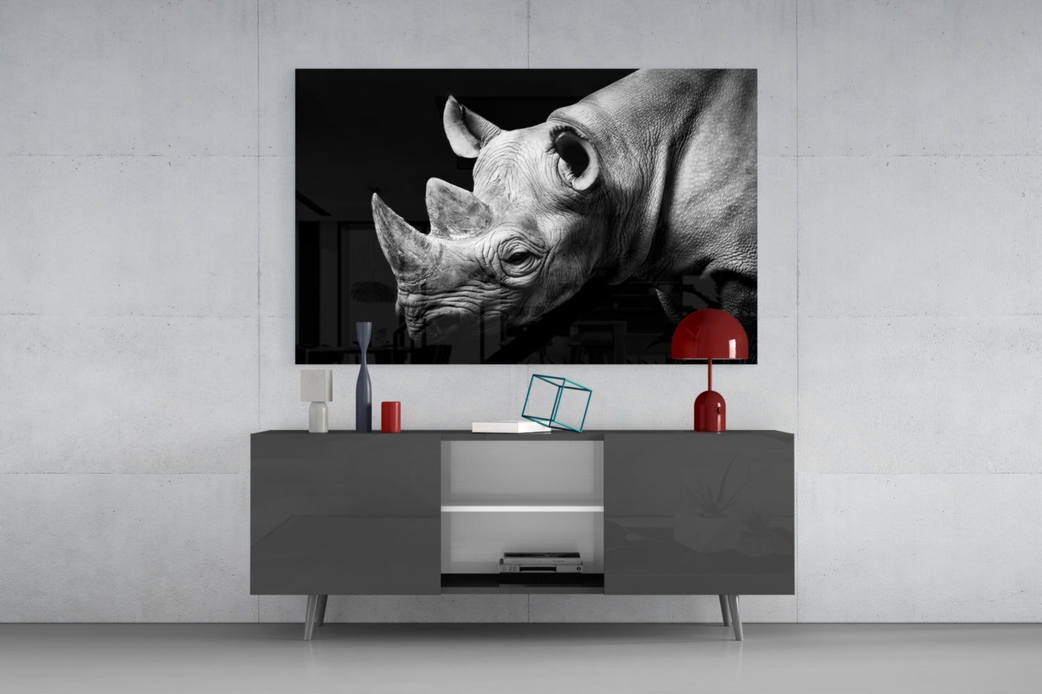 Rhino Glass Wall Art.