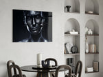 Female Portrait 35 panel adding editorial mystery to a lounge