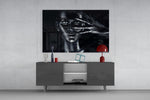 Female Portrait 36 panel catching low light to reveal its silver sparkle