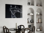 Female Portrait 36 panel adding editorial mystery to a lounge