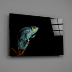 Turquoise chameleon panel bringing jewel-tone wonder to a contemporary living space