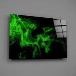 Acid-green smoke panel bringing electric drama to a contemporary living space