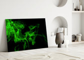Close-up detail of twisting acid-green smoke tendrils
