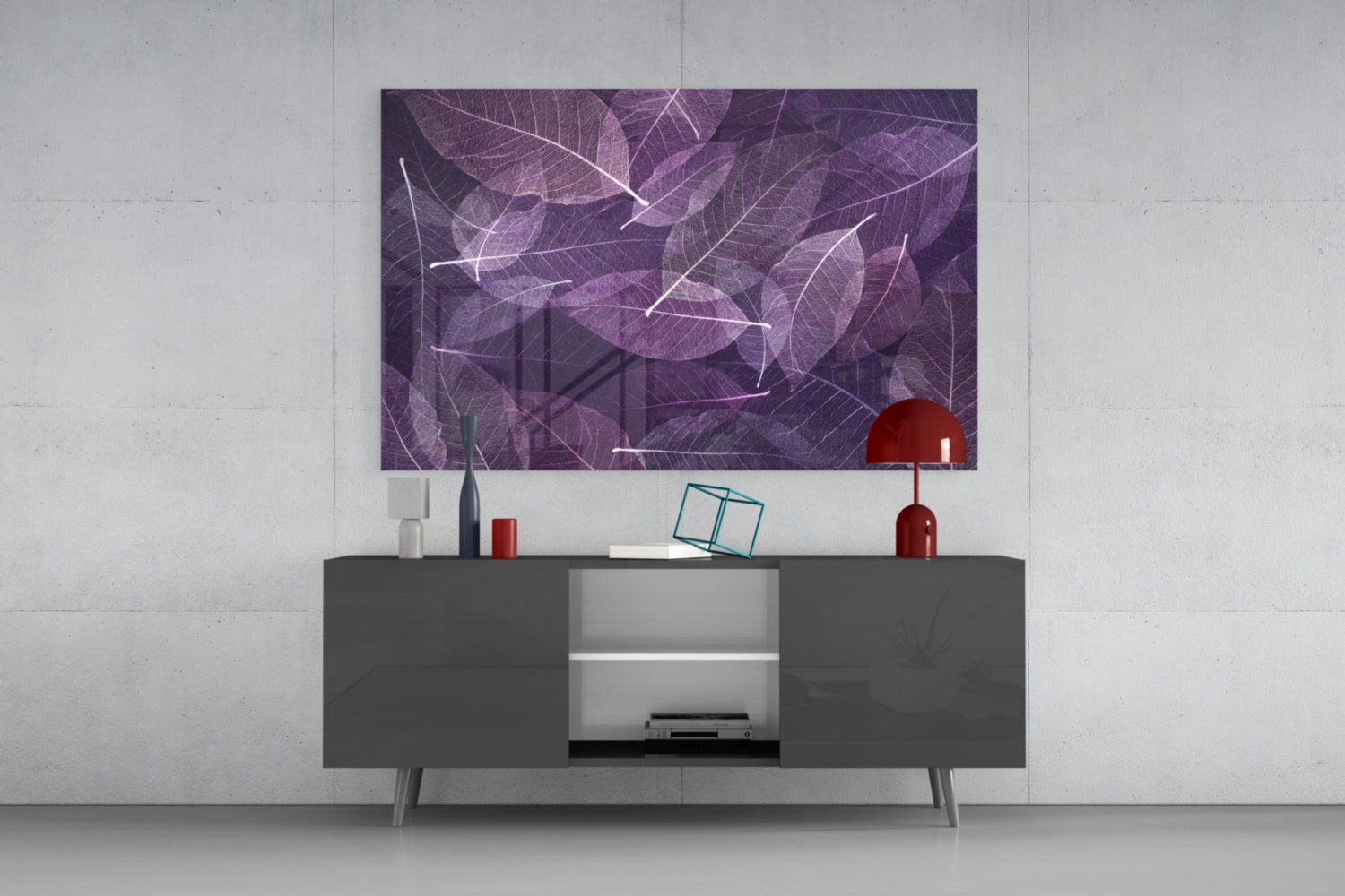 Purple Leaf Glass Wall Art.