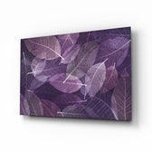 Purple Leaf glass wall art displayed above a console in a designer interior
