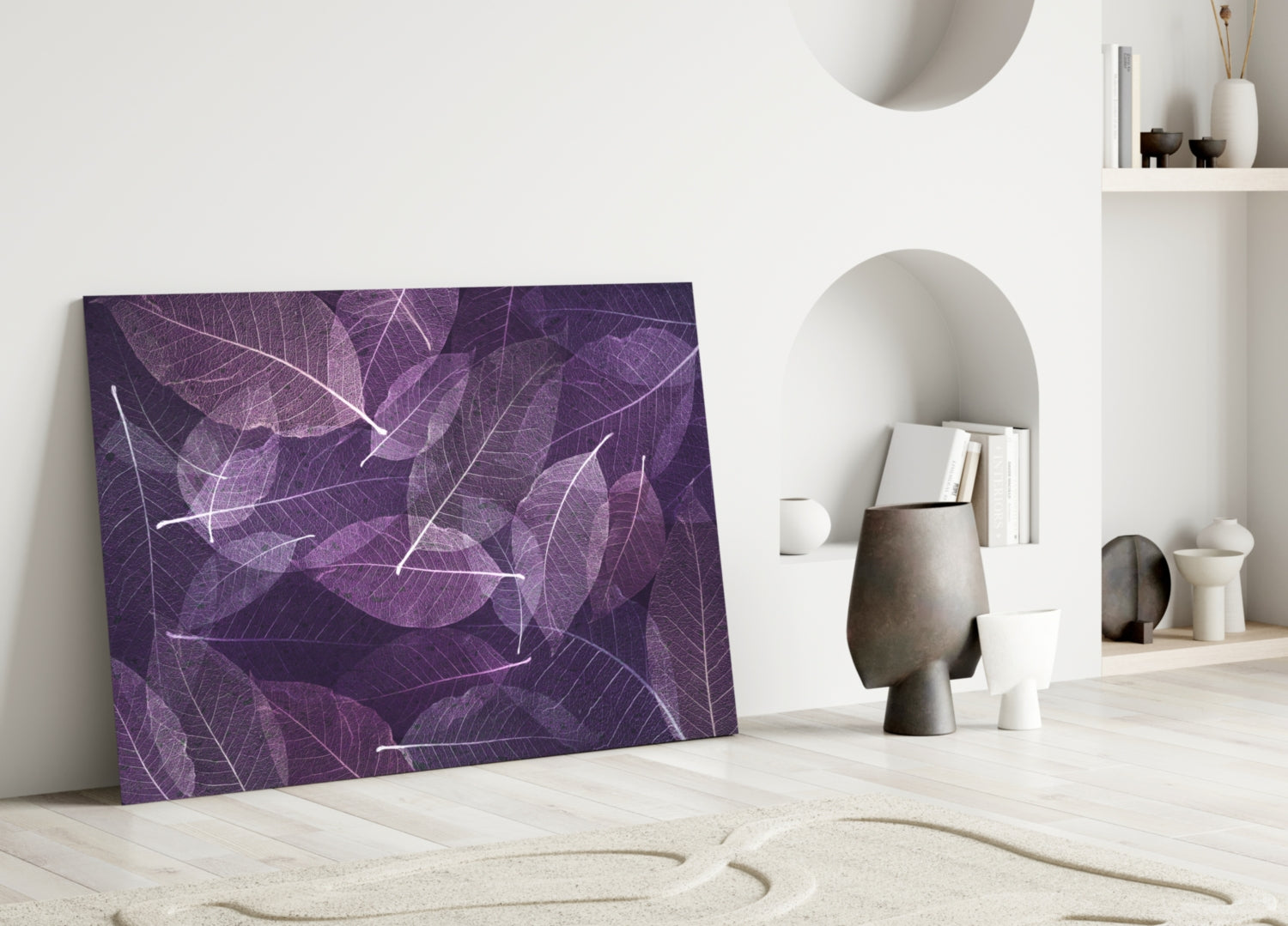 Purple Leaf Glass Wall Art.