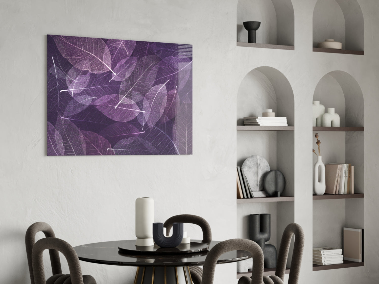 Purple Leaf Glass Wall Art.