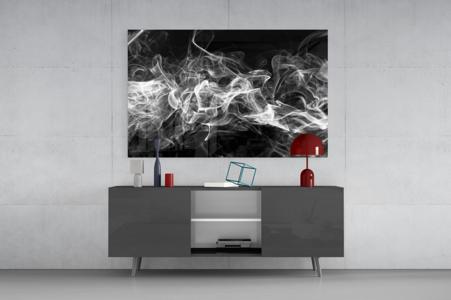 White Smoke Glass Wall Art.