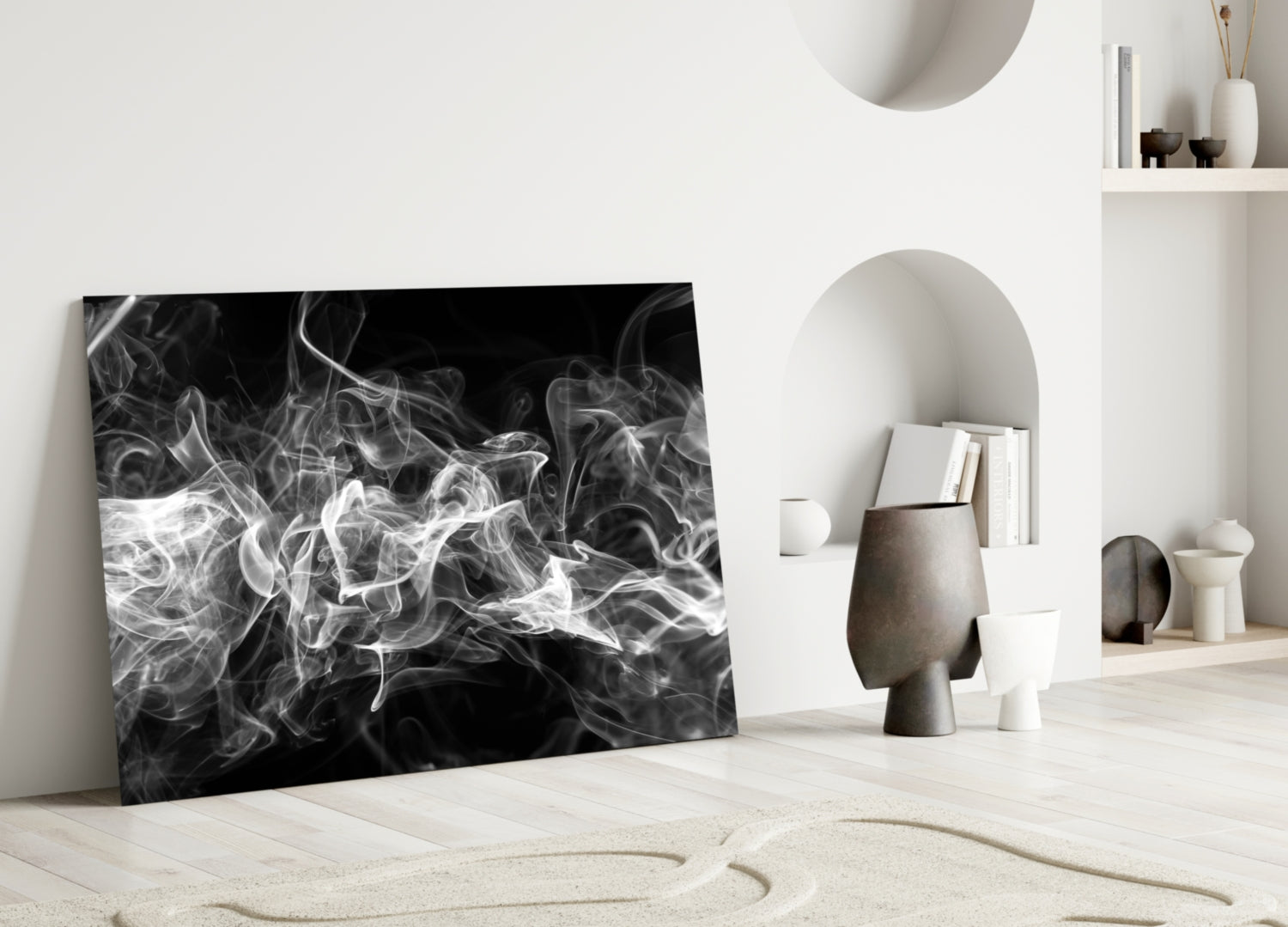 White Smoke Glass Wall Art.