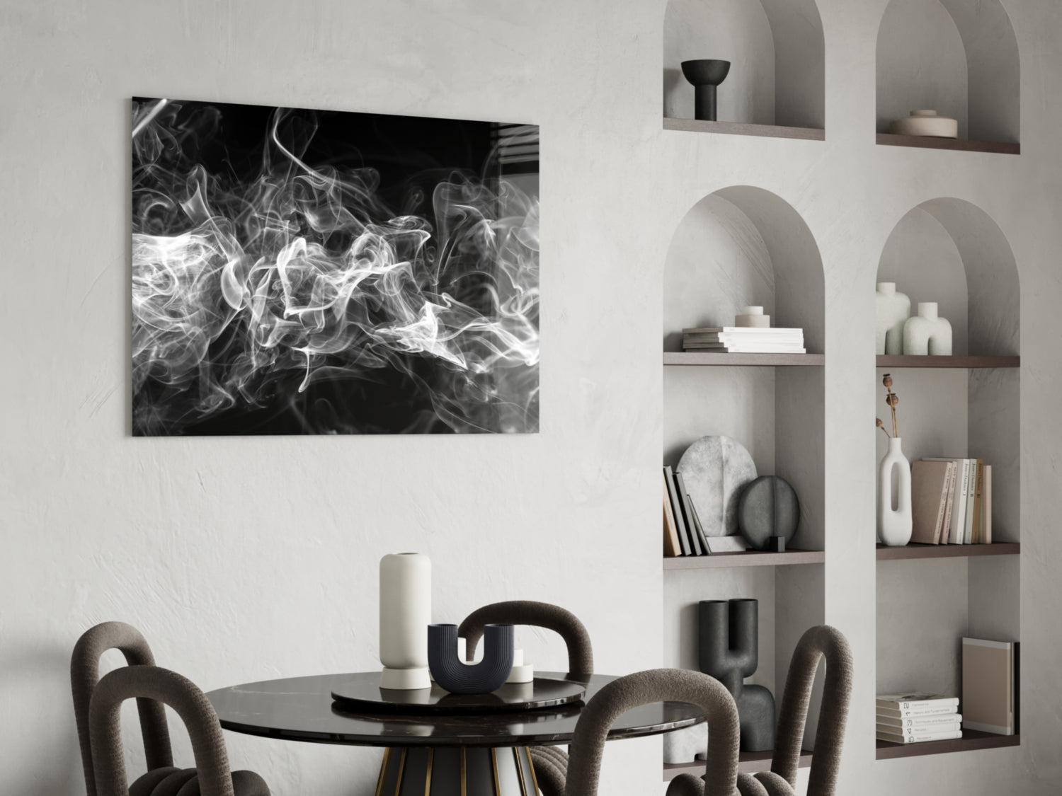 White Smoke Glass Wall Art.