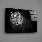 Selective-color tiger panel bringing predator focus to a contemporary living space