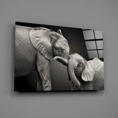 Tender elephant pair panel bringing companionable warmth to a contemporary living space