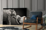 Elephants glass print enhancing a child's room with tender warmth