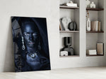Woman Portrait 40 glass print enhancing a study with evening mood