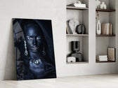 Woman Portrait 40 glass print enhancing a study with evening mood
