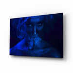 Smoke and Woman glass wall art displayed above a console in a designer interior