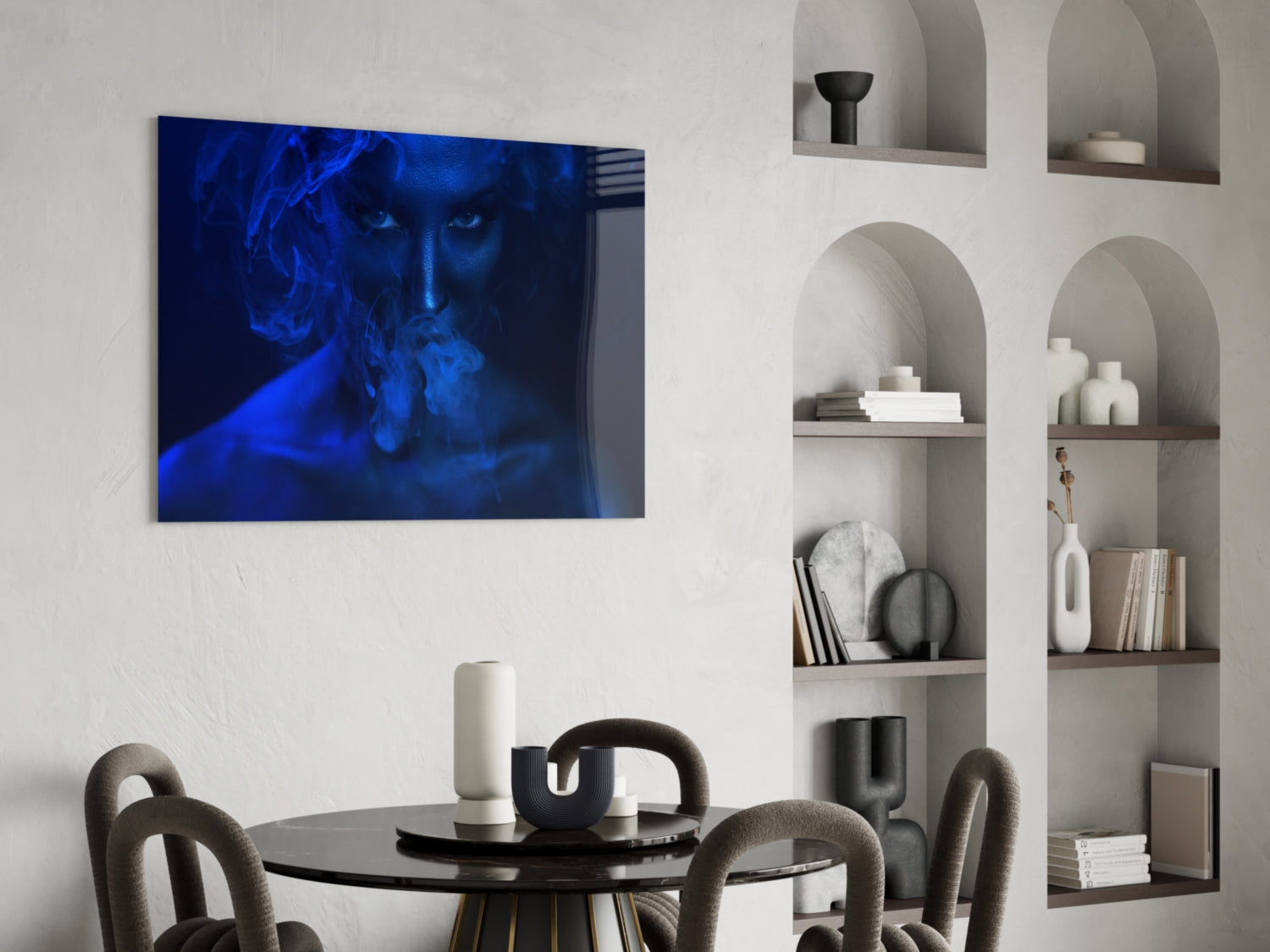 Smoke and Woman Glass Wall Art.