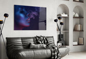 Smoke and Woman glass wall art styled above a bed in an intimate bedroom