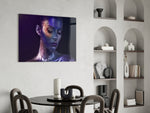 Woman Portrait 42 panel setting a quiet, mysterious mood in a contemporary bedroom