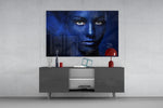 Woman Portrait 43 panel catching low light to reveal its starlit glitter