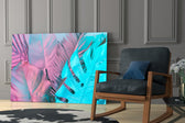 Tropical Leaf glass print enhancing a hallway with retro-pop palette