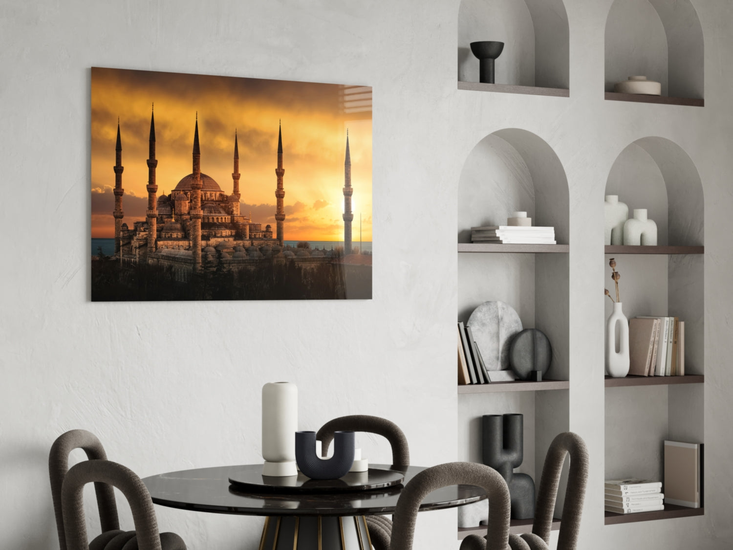 Blue Mosque Glass Wall Art.