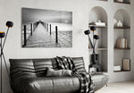 Dock glass wall art styled above a desk in a contemplative study
